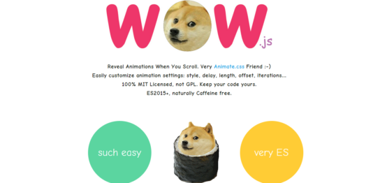 アニメーションのjsライブラリwow.jsのサイトイメージ