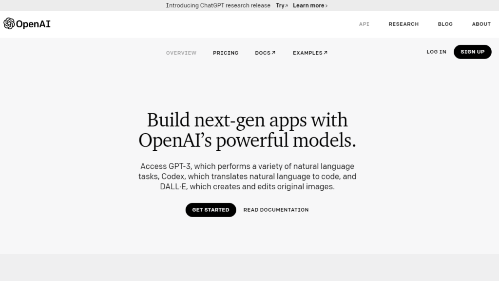 OpenAI APIのサイト