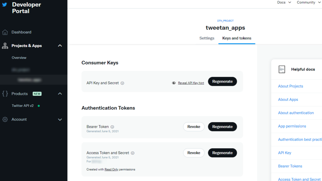 Twitter API v2用AppはBearer Token認証にも対応